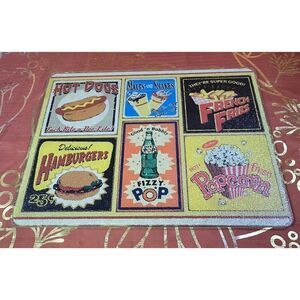 Nostalgic Retro Diner Tempered Glass Cutting Board
